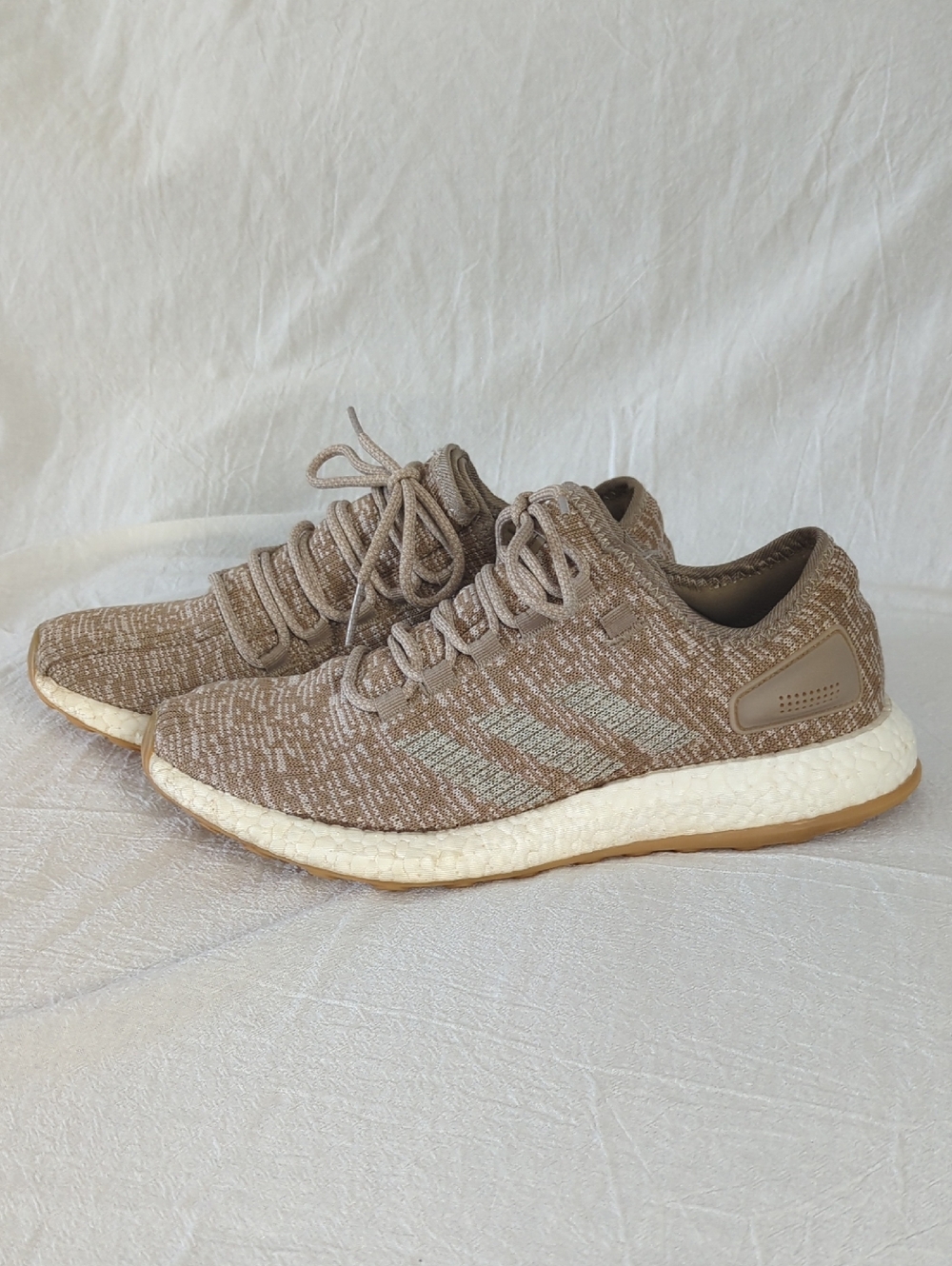 adidas PureBOOST Trace Khaki Oatmeal Tan Knit Sneakers Mens Size 8 S81992